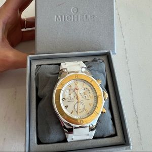 MICHELE white & gold designer watch